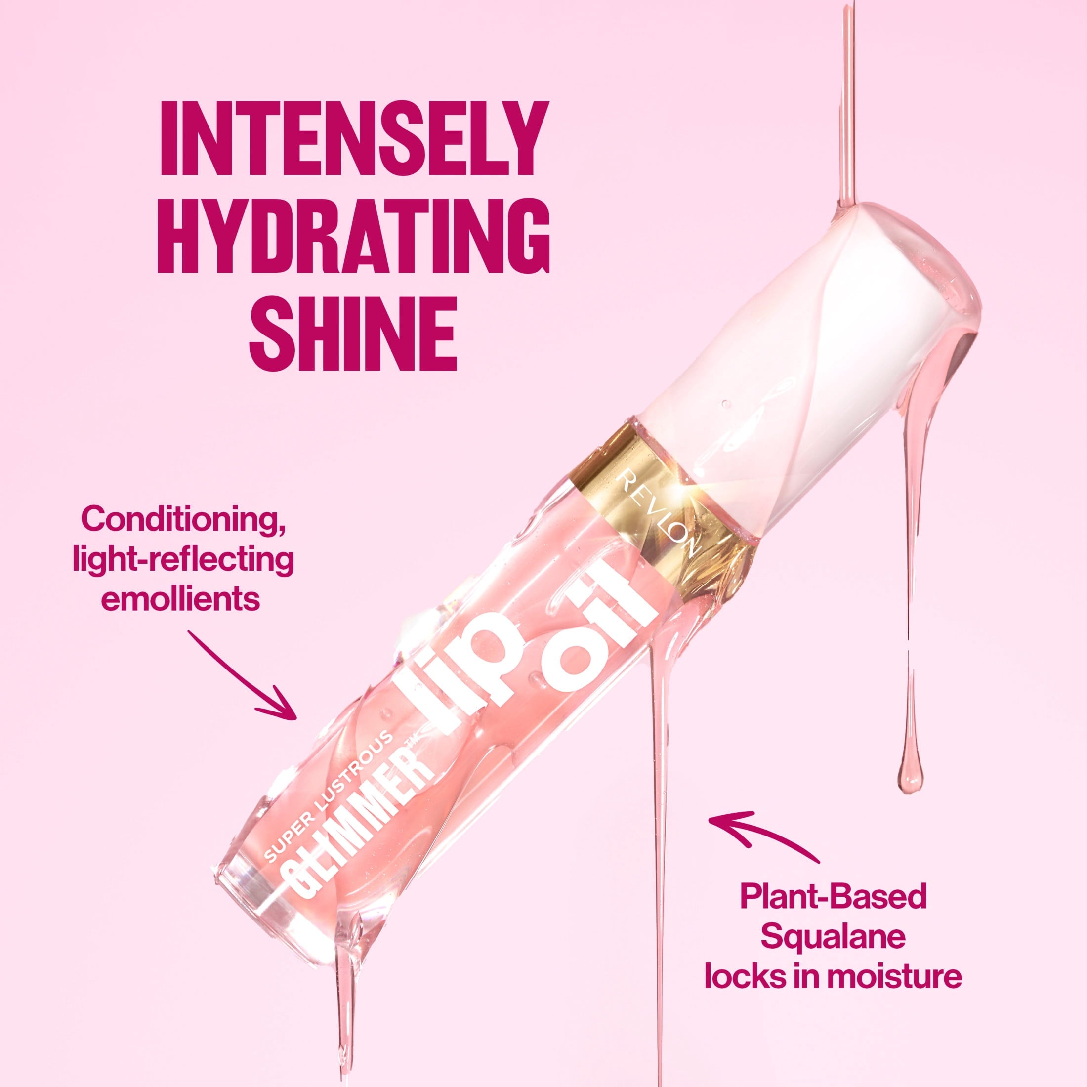 Revlon Super Lustrous Glimmer Nourishing Lip Oil, 004 Gone Rose, 0.13 fl oz