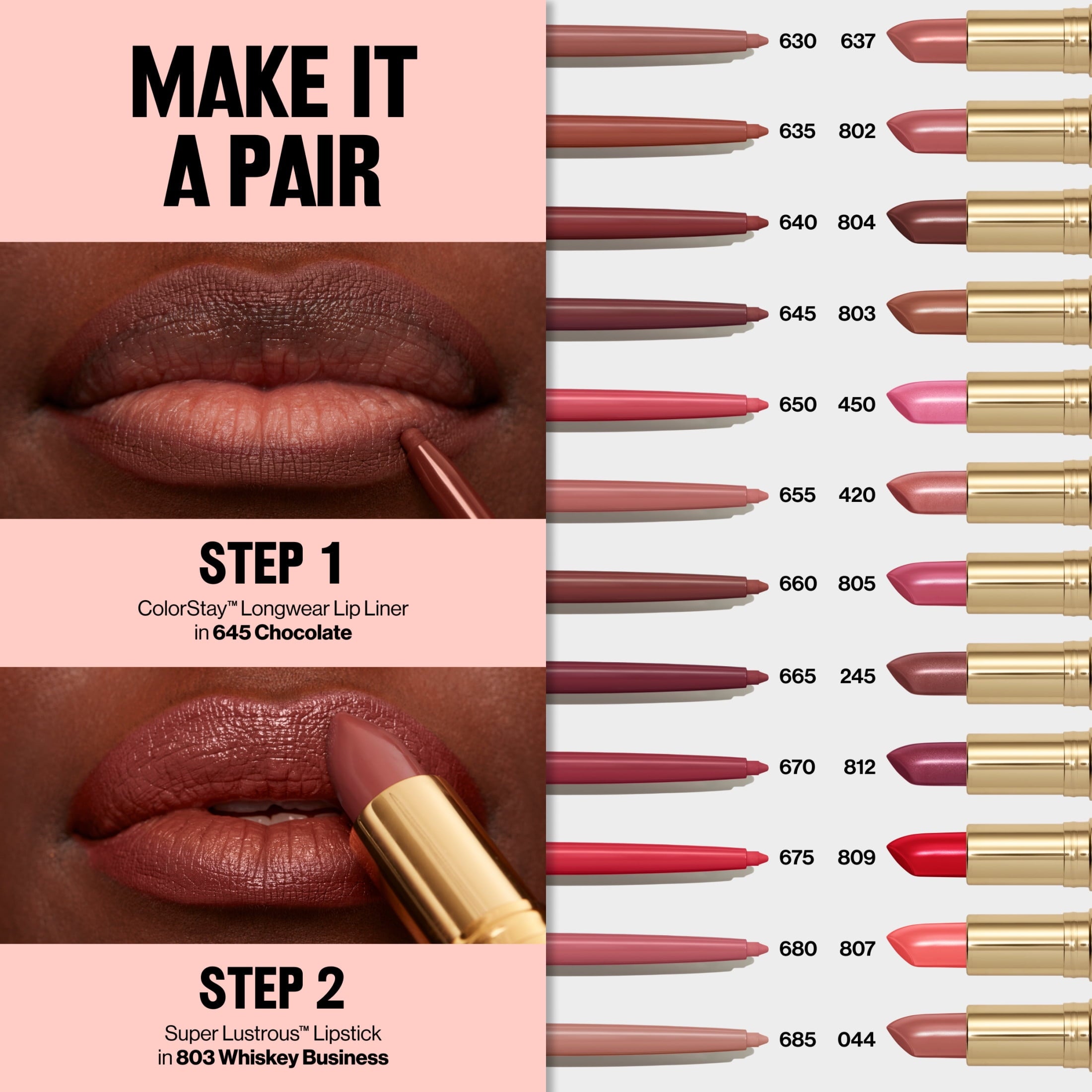 (3 pack) Revlon ColorStay Longwear Lip Liner Pencil, 630 Nude, 0.01 oz
