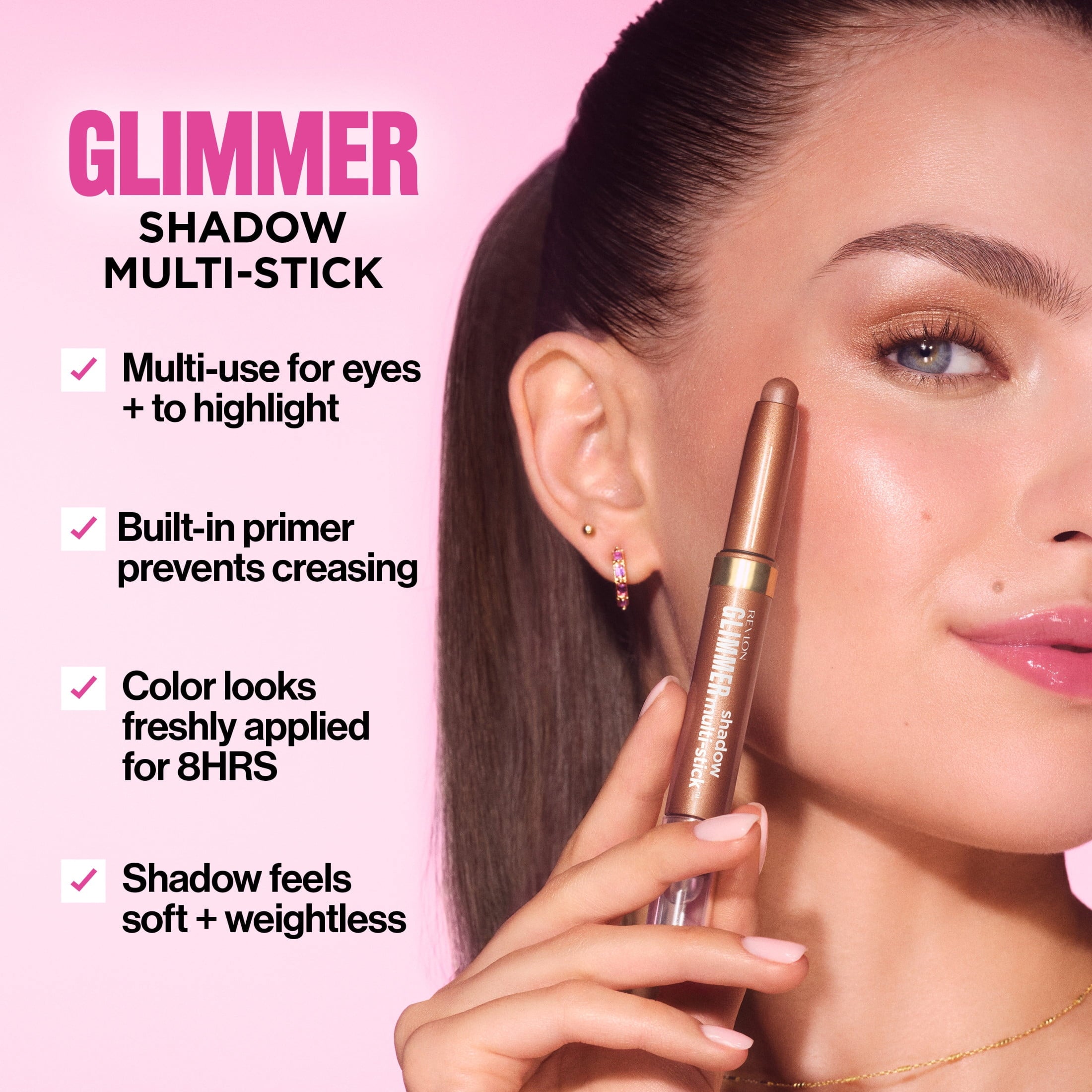 Revlon Glimmer Eyeshadow Multi-Stick Eye Makeup with Jelly Blender, 103 Main Character
