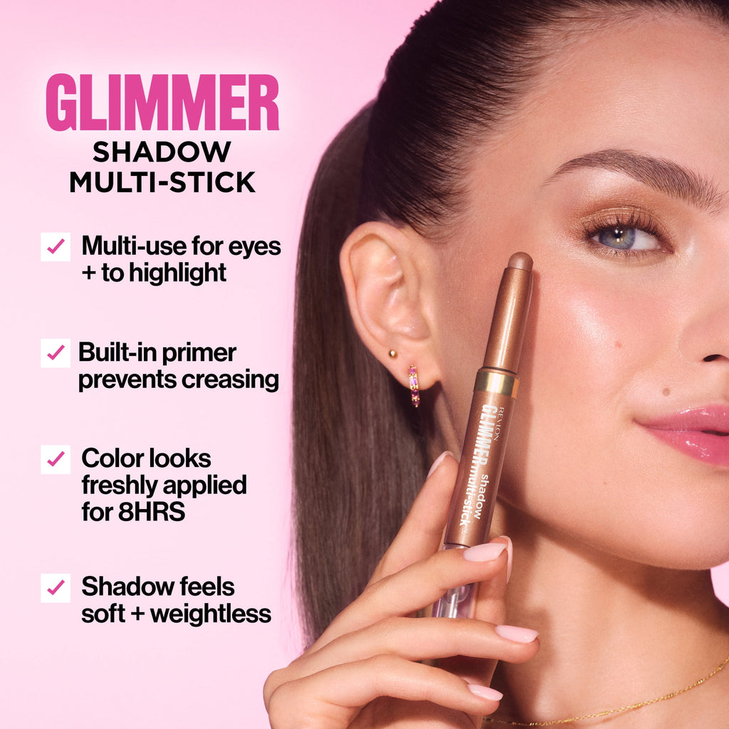 Revlon Glimmer Eyeshadow Multi-Stick Eye Makeup with Jelly Blender, 106 Girl's Girl