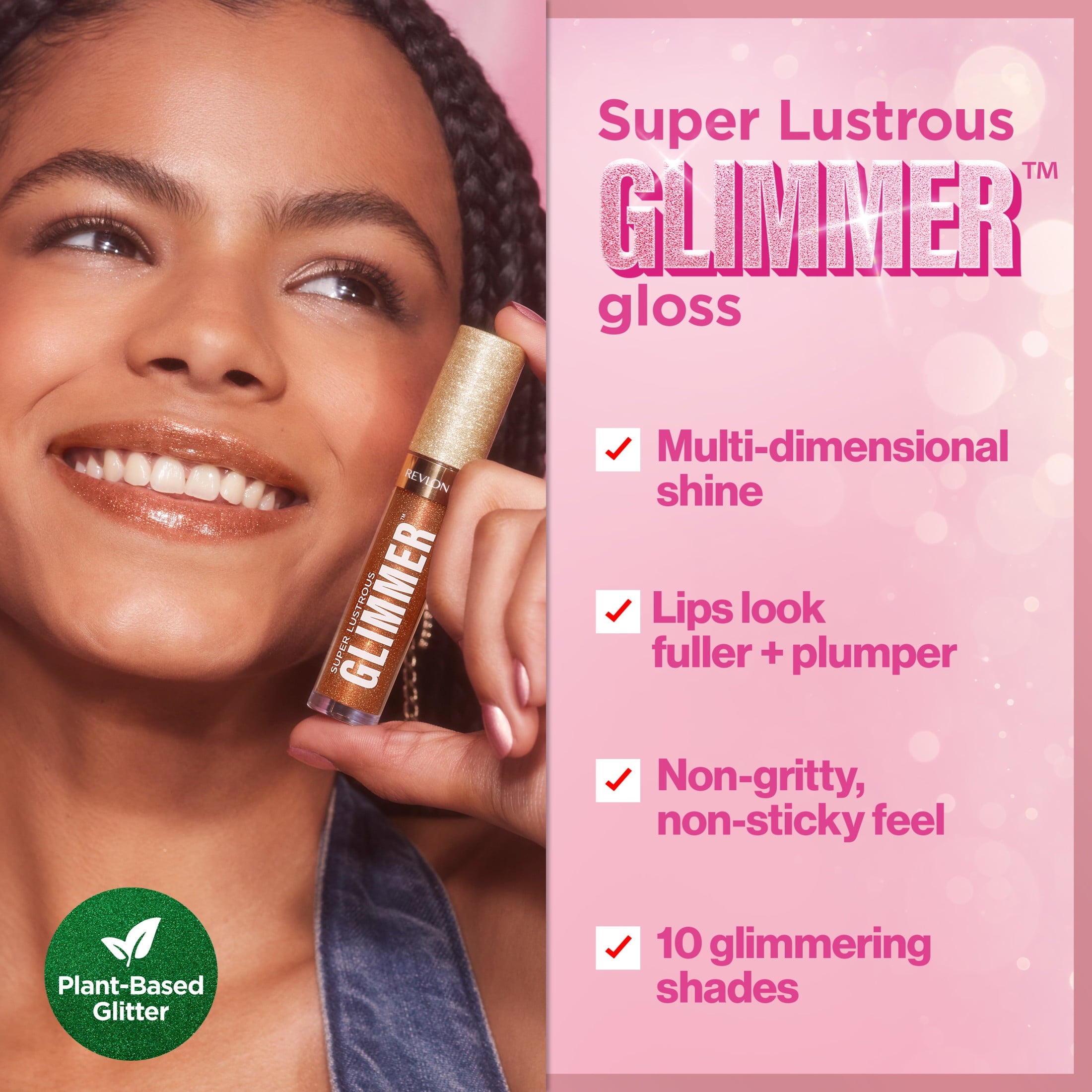 Revlon Super Lustrous Glimmer High-Shine Lip Gloss, 006 Bronze Spark, 0.13 fl oz