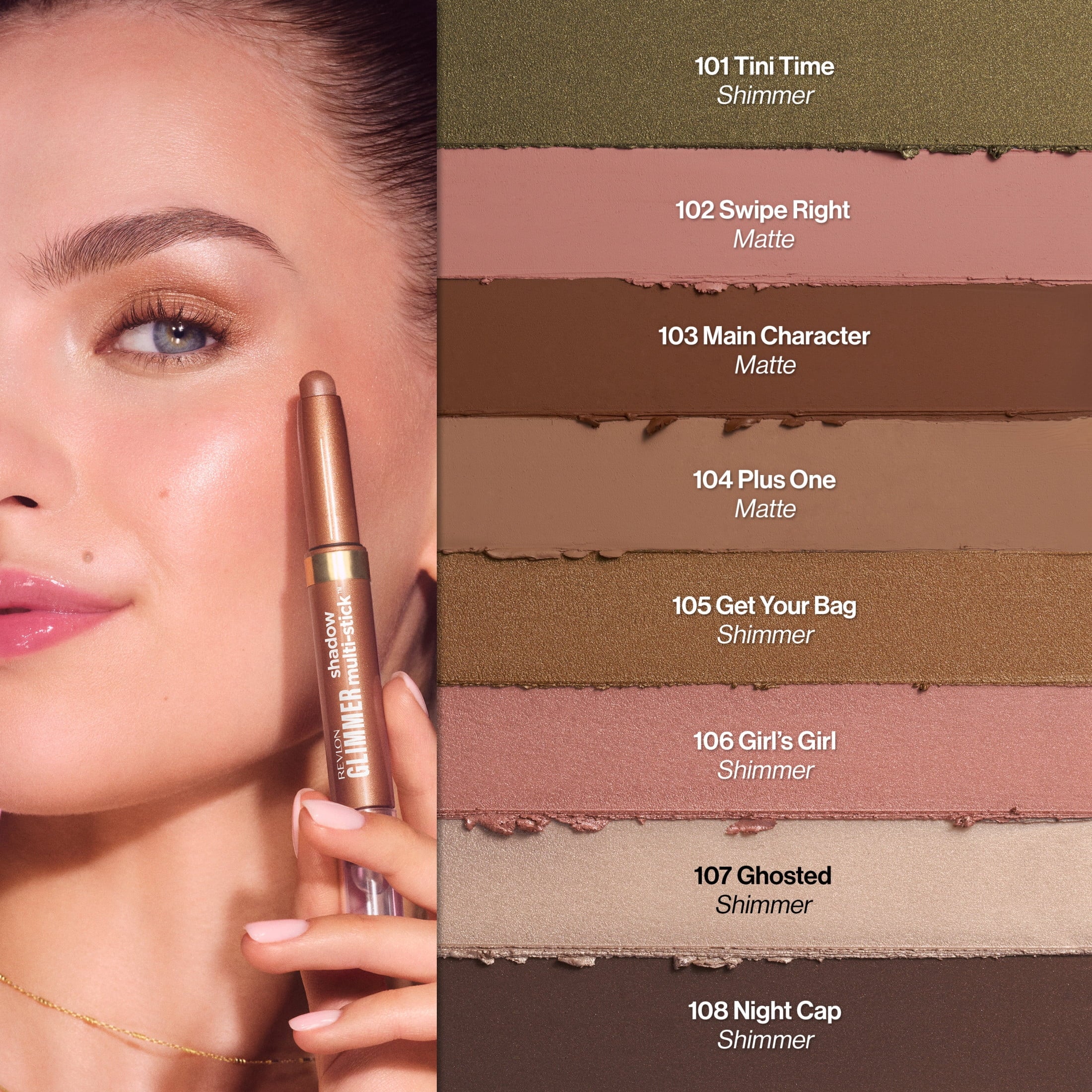 Revlon Glimmer Eyeshadow Multi-Stick Eye Makeup with Jelly Blender, 105 Get Your Bag