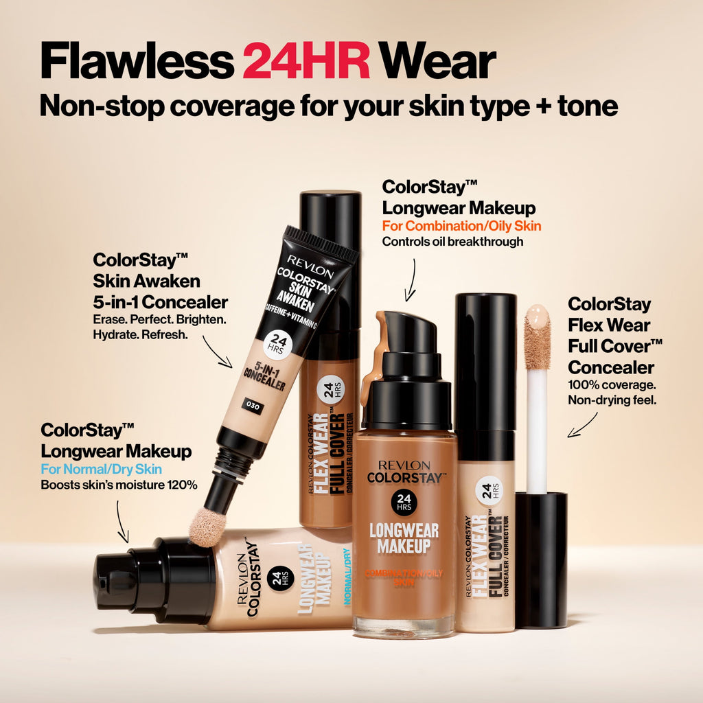 Revlon ColorStay Flex Wear Concealer, Full Coverage, 24HR Wear, 005 Fair, 0.34 fl oz