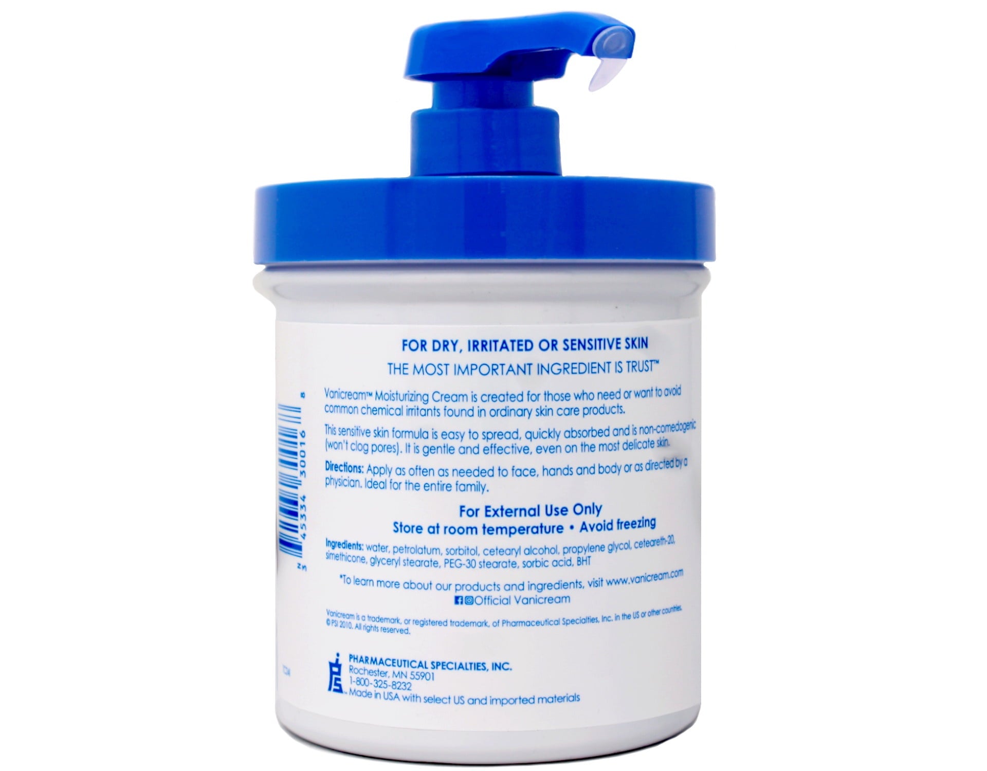 Vanicream Moisturizing Skin Cream for Sensitive Skin with Pump Dispenser - 16 fl oz (1 lb) - 3 Pack