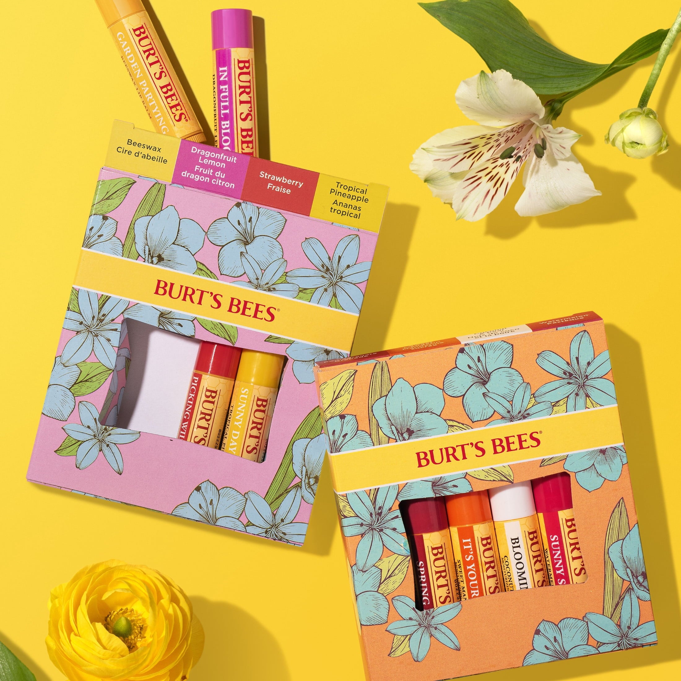 Burt's Bees Beeswax Bounty In Full Bloom Lip Balm Gift Set, 4-Pack, 0.15 oz.