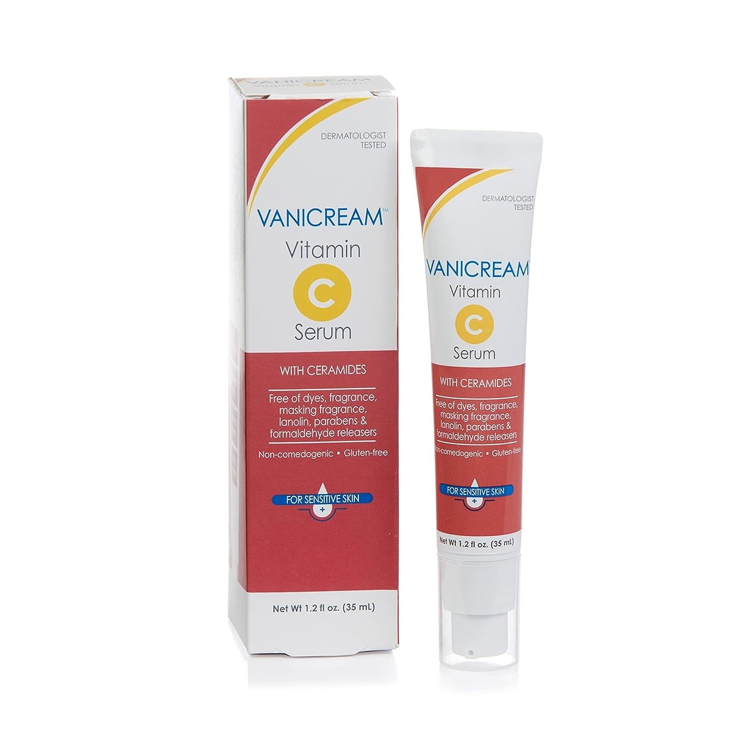Vanicream Vitamin C Serum For Sensitive Skin with Ceramides, Non Comedogenic, Gluten free, 1.2 oz