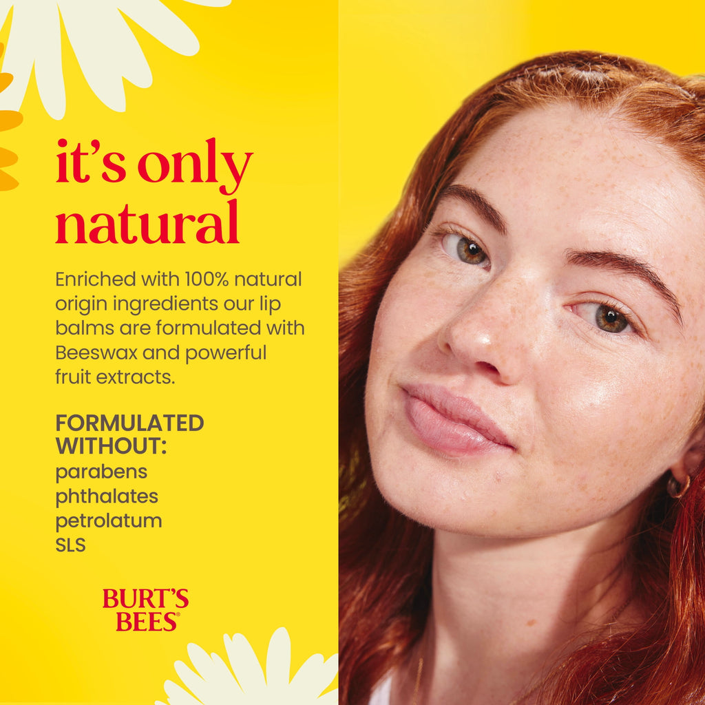 (3 pack) Burt's Bees 100% Natural Origin Moisturizing Beeswax Lip Balm, Peppermint, 1-Pack, 0.15 oz