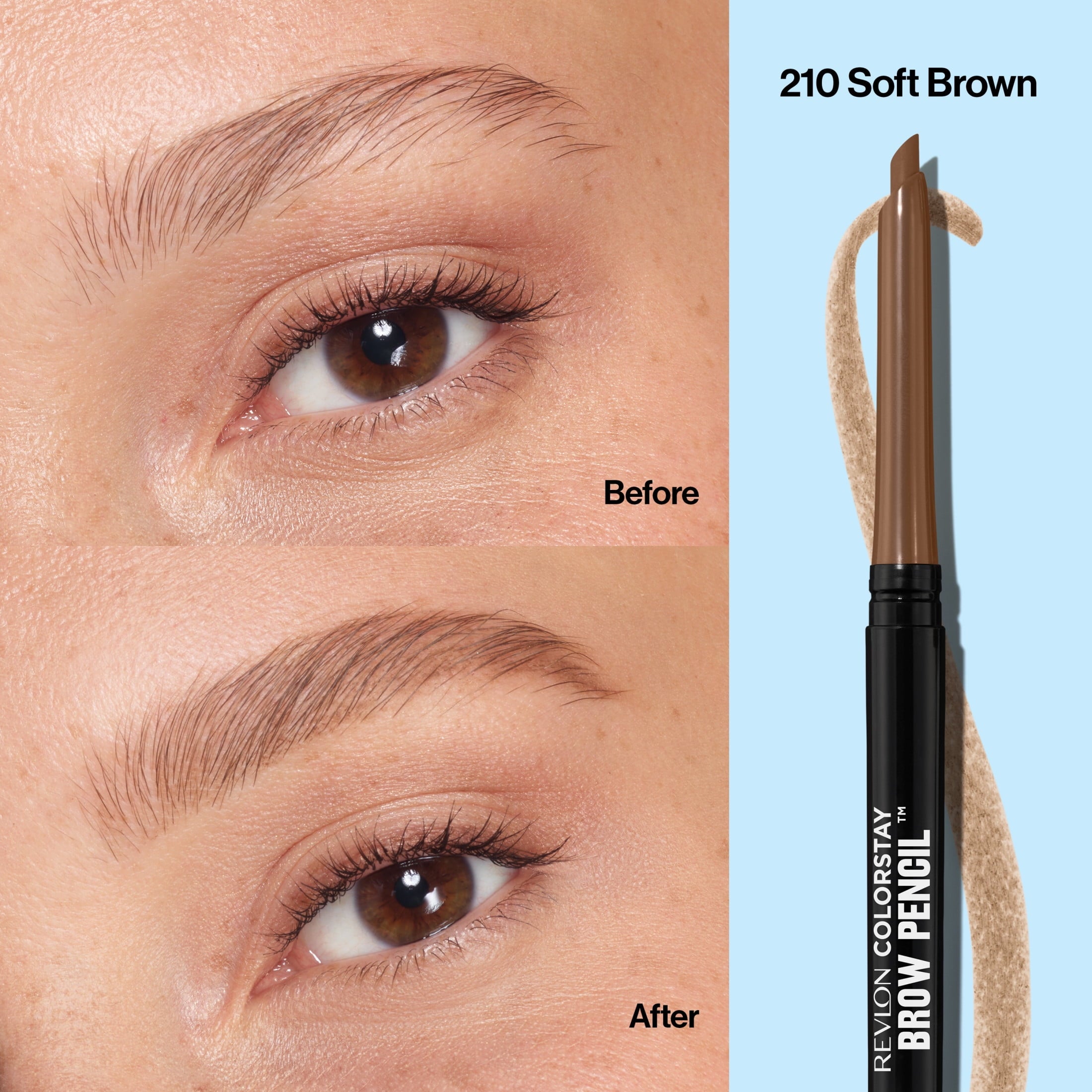 (4 pack) Revlon ColorStay Waterproof Eyebrow Pencil, Mechanical & Long Lasting, 210 Soft Brown, 0.021 oz