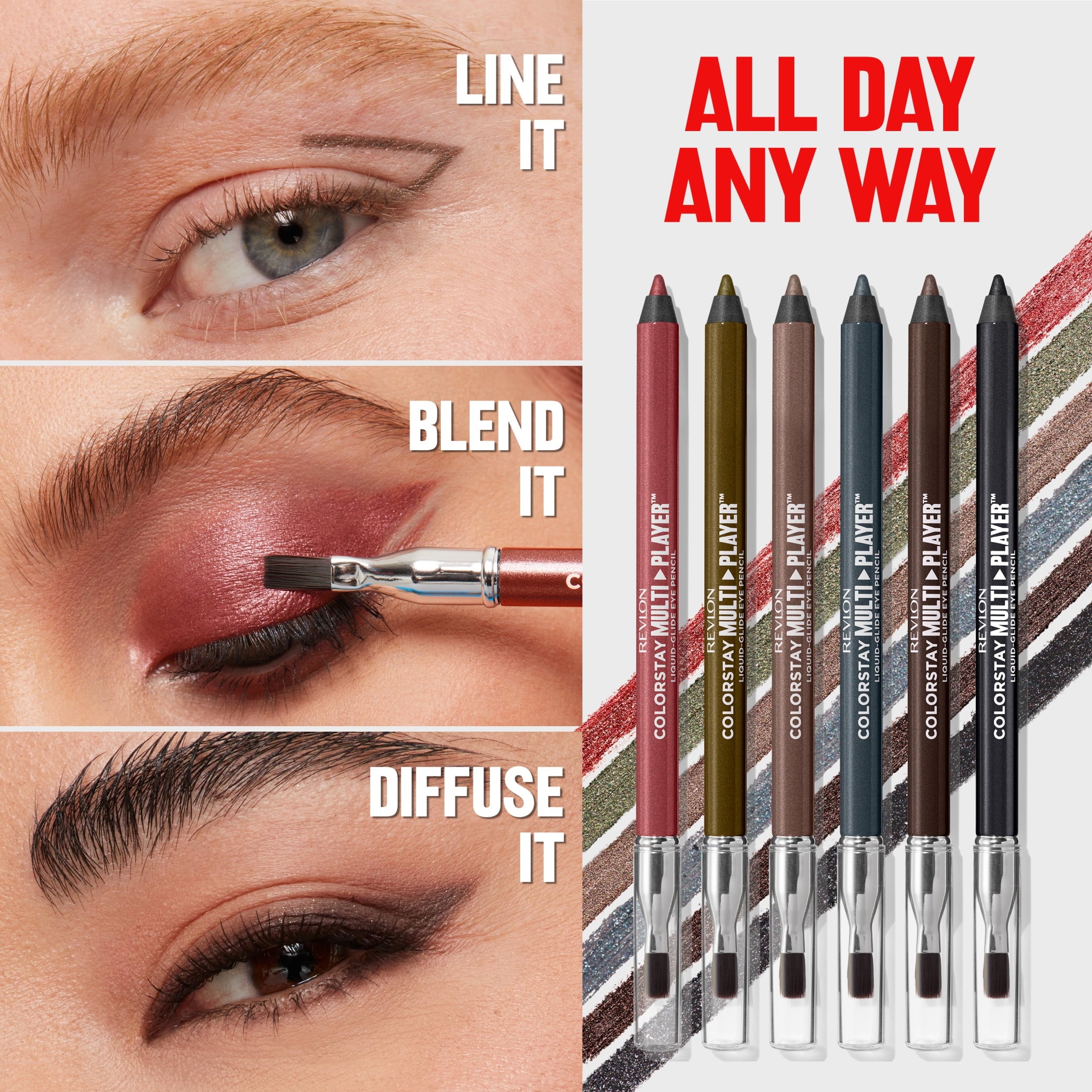 Revlon ColorStay Multiplayer Liquid-Glide Eye Pencil, Waterproof Eye Liner, 405 Fortress, 0.03 oz