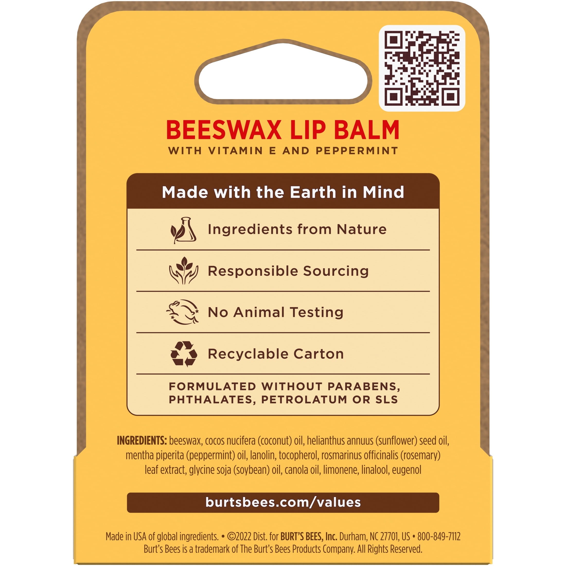 (3 pack) Burt's Bees 100% Natural Origin Moisturizing Beeswax Lip Balm, Peppermint, 1-Pack, 0.15 oz