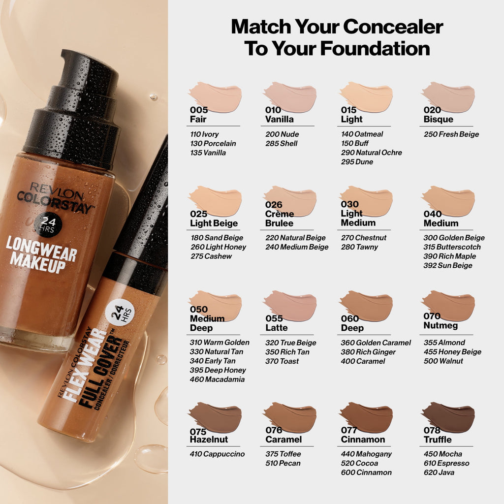 Revlon ColorStay Flex Wear Concealer, Full Coverage, 24HR Wear, 050 Medium Deep, 0.34 fl oz