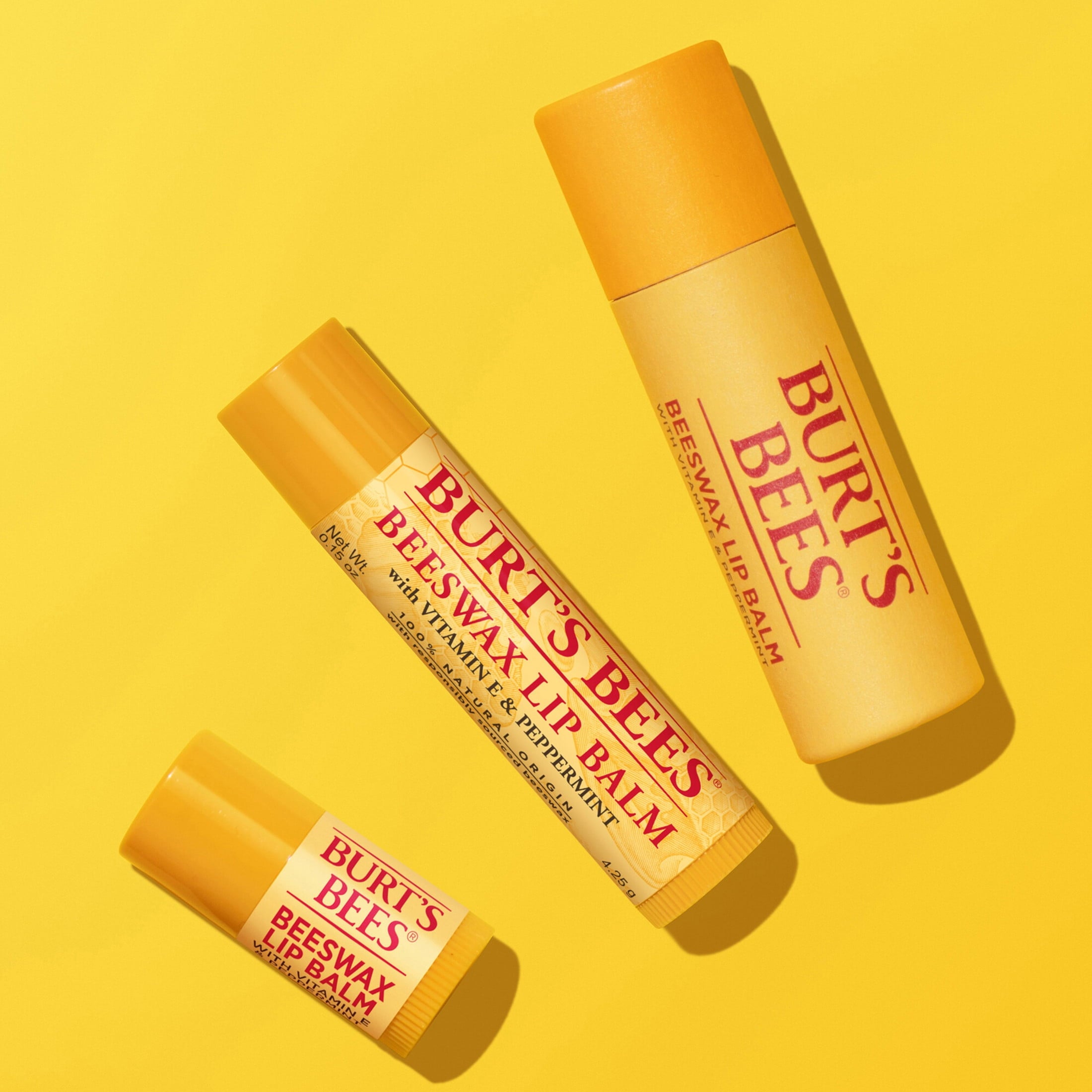 (2 pack) Burt's Bees 100% Natural Origin Moisturizing Beeswax Lip Balm, Peppermint, 1-Pack, 0.15 oz